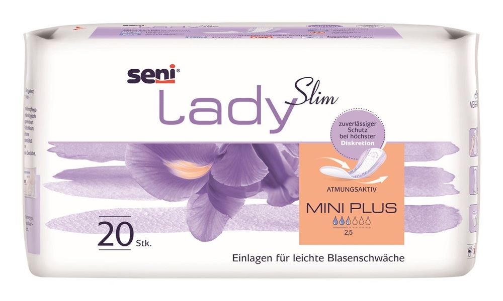 Seni Lady Slim Mini Plus Einlage atmungsaktive anatomische 10x22.5cm 2.5 Tropfen 20 Stk