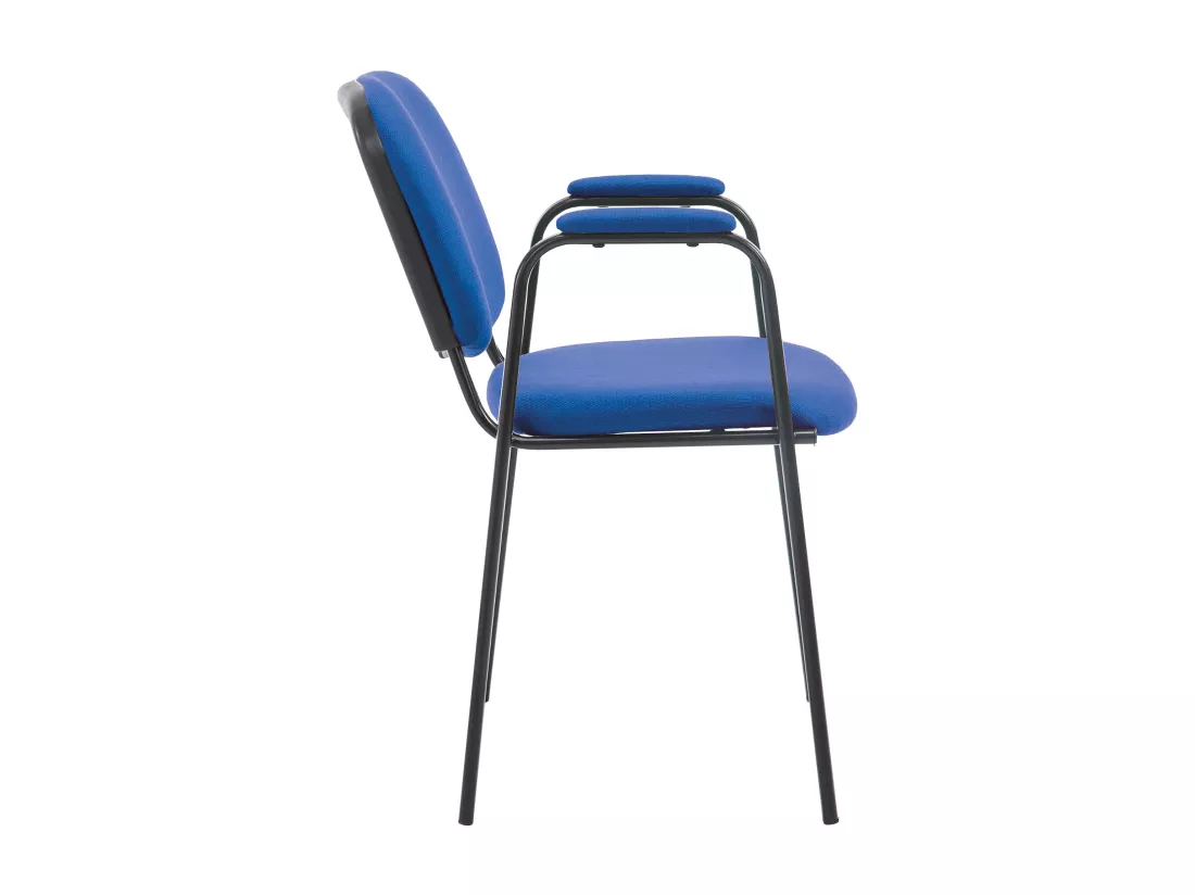 Chaise de conférence - Tissu & Métal noir mat - Bleu - Ken Pro
