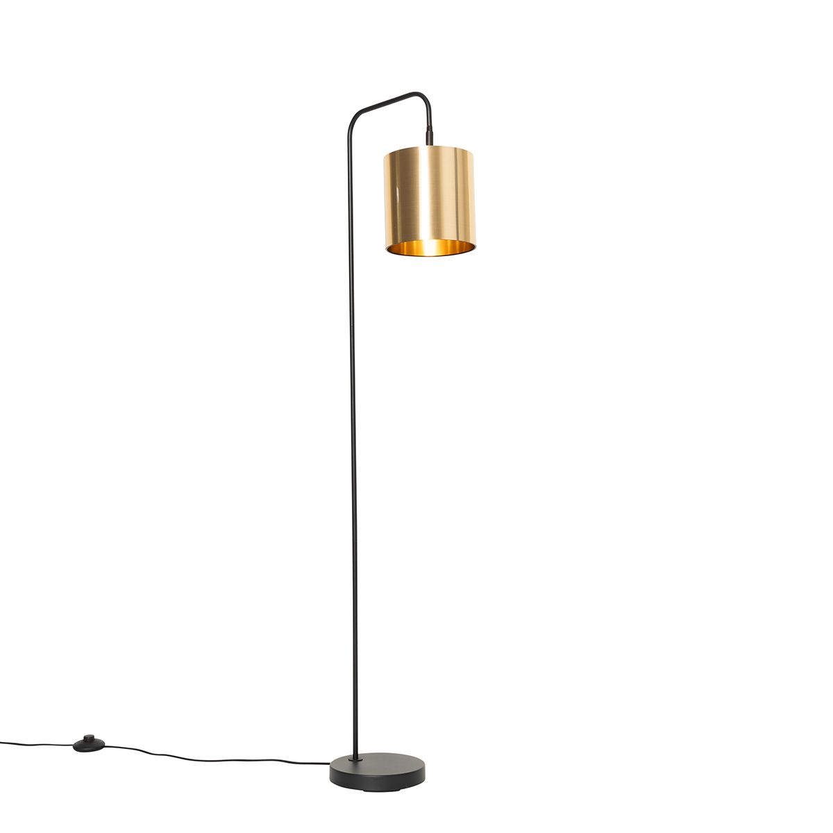 Smart vloerlamp zwart met goud incl. Wifi A60 - Lofty