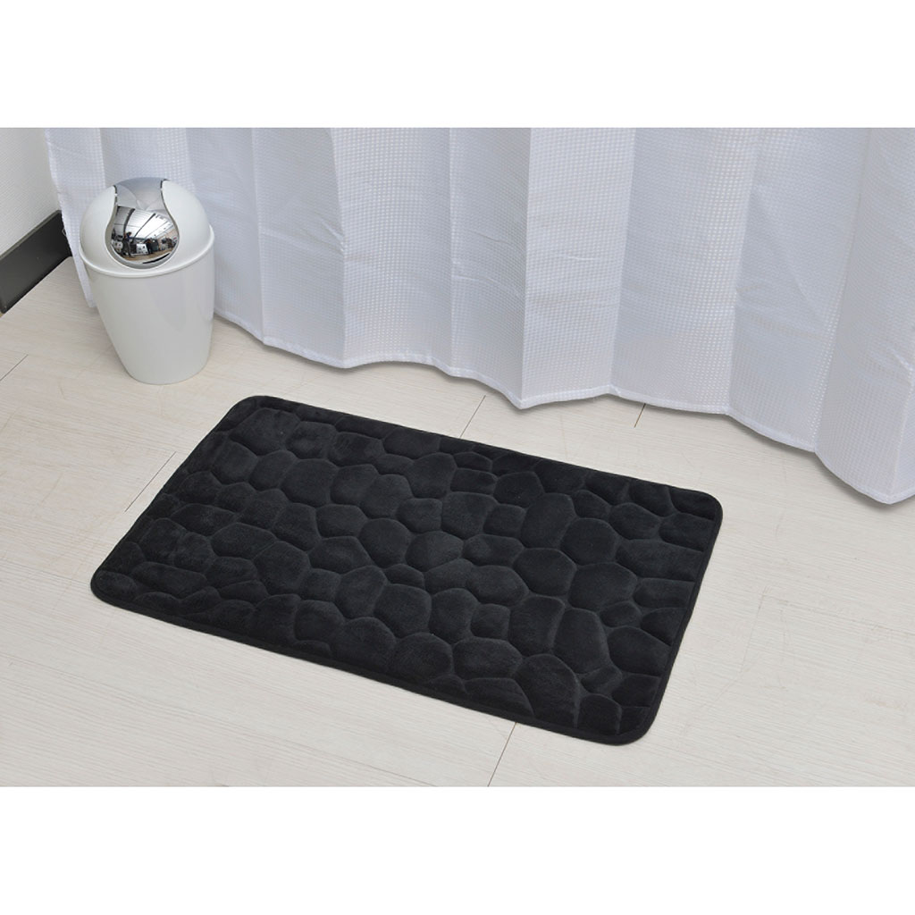 Tapis de bain galets mémoire de forme noir 50x80cm