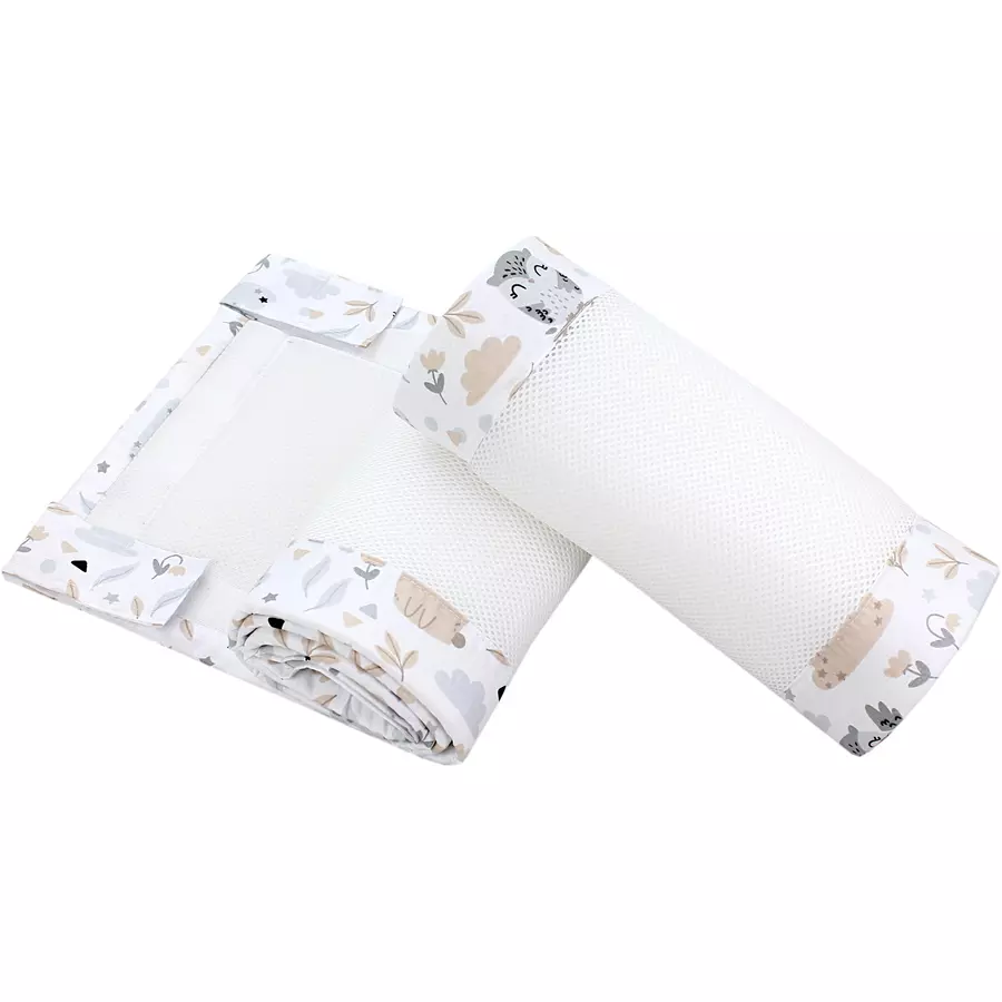 TupTam Nestchen für Babybett Gitterstäbe 3D Mesh 2er Pack beigegrau