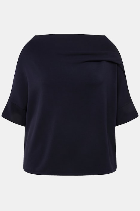 Sweatshirt, Zierfalten, Oversized, Stehkragen, Halbarm