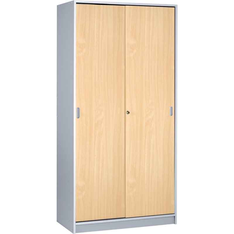 Armoire Harmonie H 180 x L 90 x P 44 cm corps aluminium portes coulissantes bois
