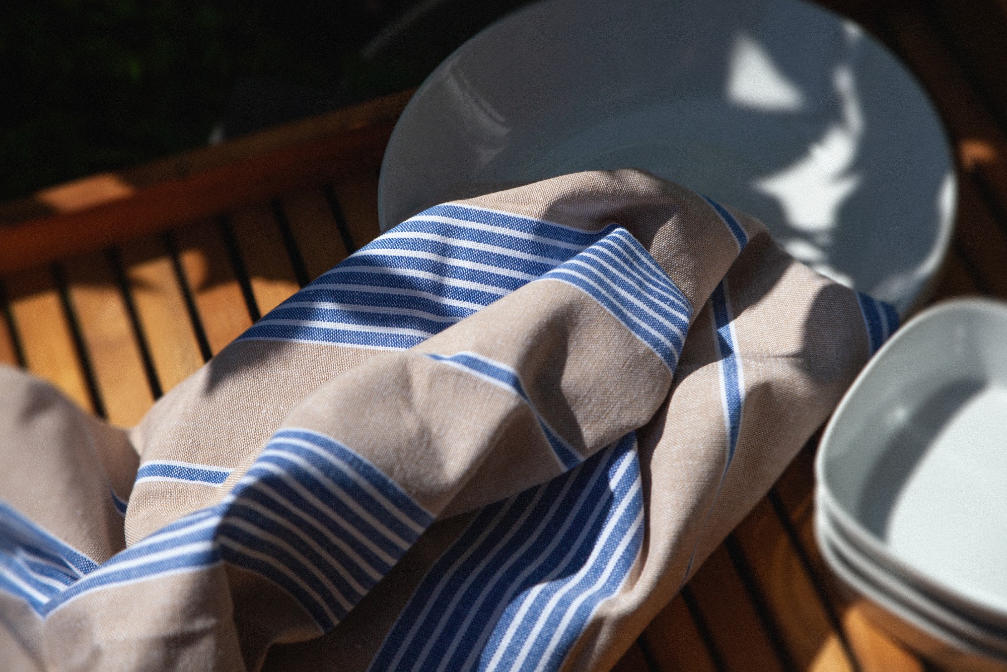 Geschirrtuch beige-blau gestreift, B 50 cm, L 70 cm zu 3,80