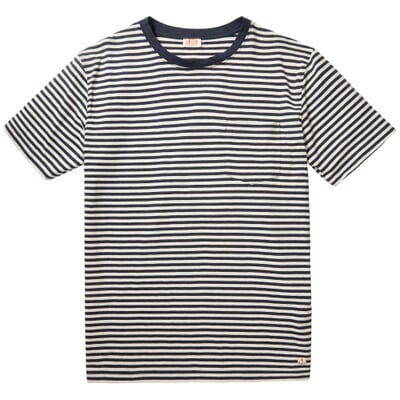 Herren-Ringel-T-Shirt, Marine-Weiß