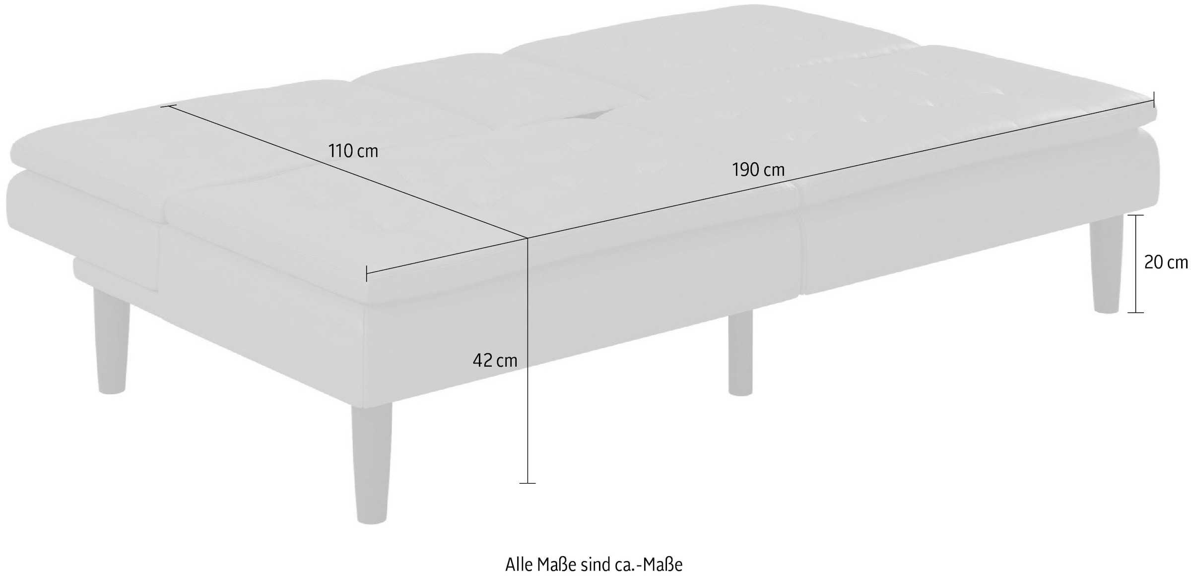 Dorel Home Schlafsofa »MAINE, Kinosofa mit Relax- und Bettfunktion, 2 Getränkehalter,« Liegefläche 190 x 110 cm, Webstoff und Kunstleder