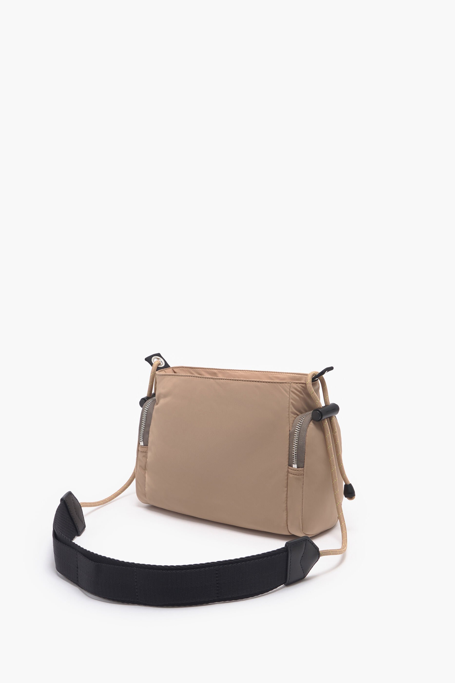 Bolsa de ombro pequena em nylon cor camelo