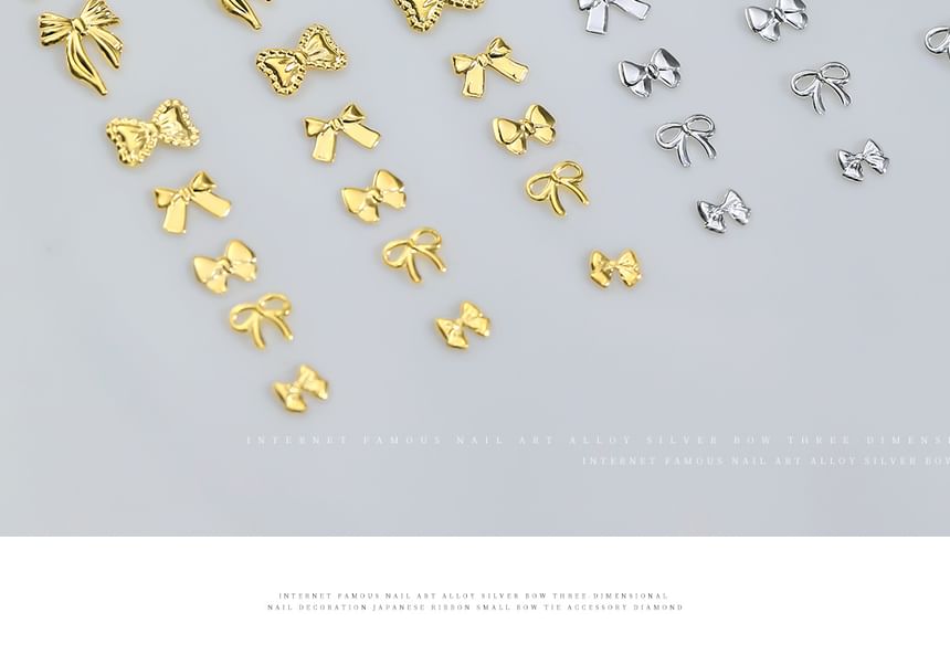 Padoma - Set van 50: Nail Art-decoratie met strik van legering (verschillende ontwerpen)