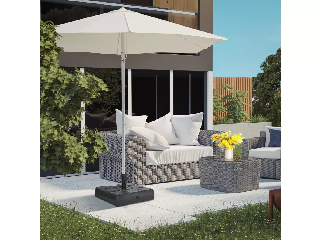 Pied de parasol carré base de lestage dim. 49L x 49l x 36,5H cm HDPE aspect bois noir