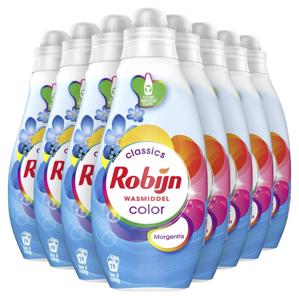 Robijn klein en krachtigvloeibaar wasmiddel Color Morgenfris - 8 x 19 wasbeurten - 152 wasbeurten