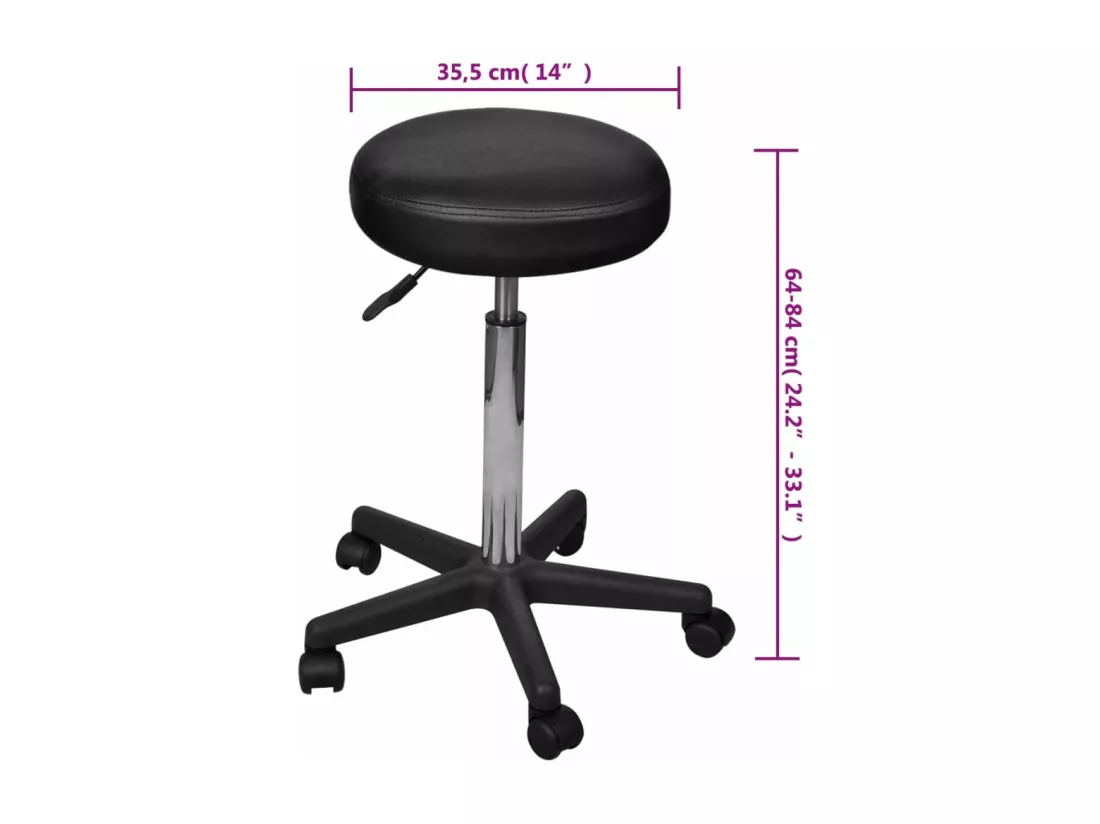 Tabourets de bureau 2 pièces Noir 35,5x84 cm Similicuir