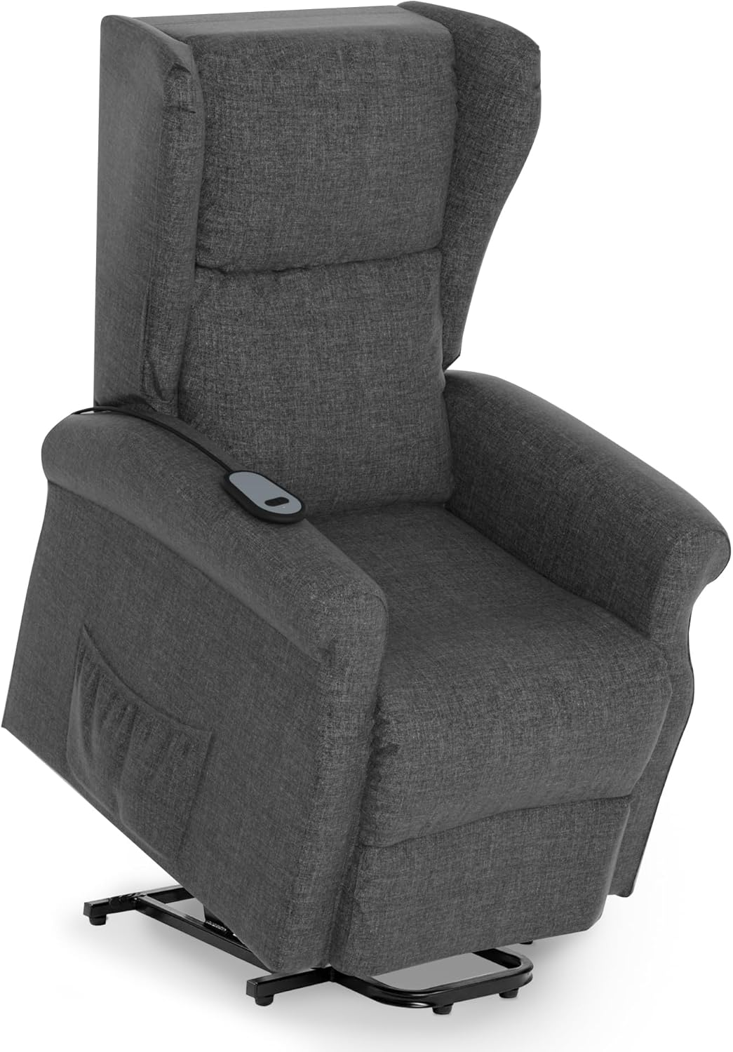Elektrischer Aufstehsessel, Fernsehsessel mit Aufstehhilfe, Relaxsessel mit Liegefunktion, Liegesessel für Senioren, mit Fernbedienung, Fußstütze, Sesselsofa, Dunkelgrau