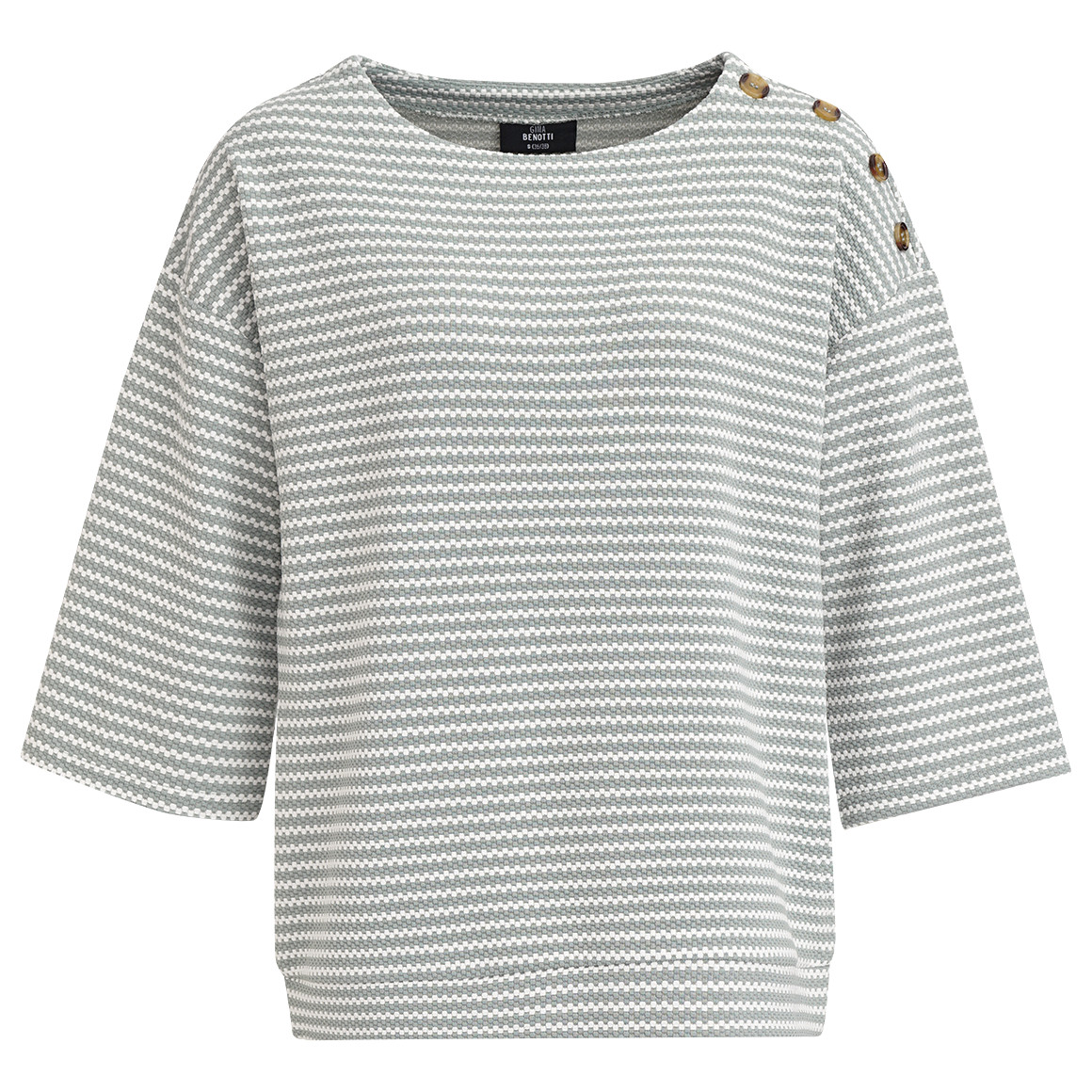 Gina Benotti Damen Sweatshirt im Streifen-Look salbei / weiss
