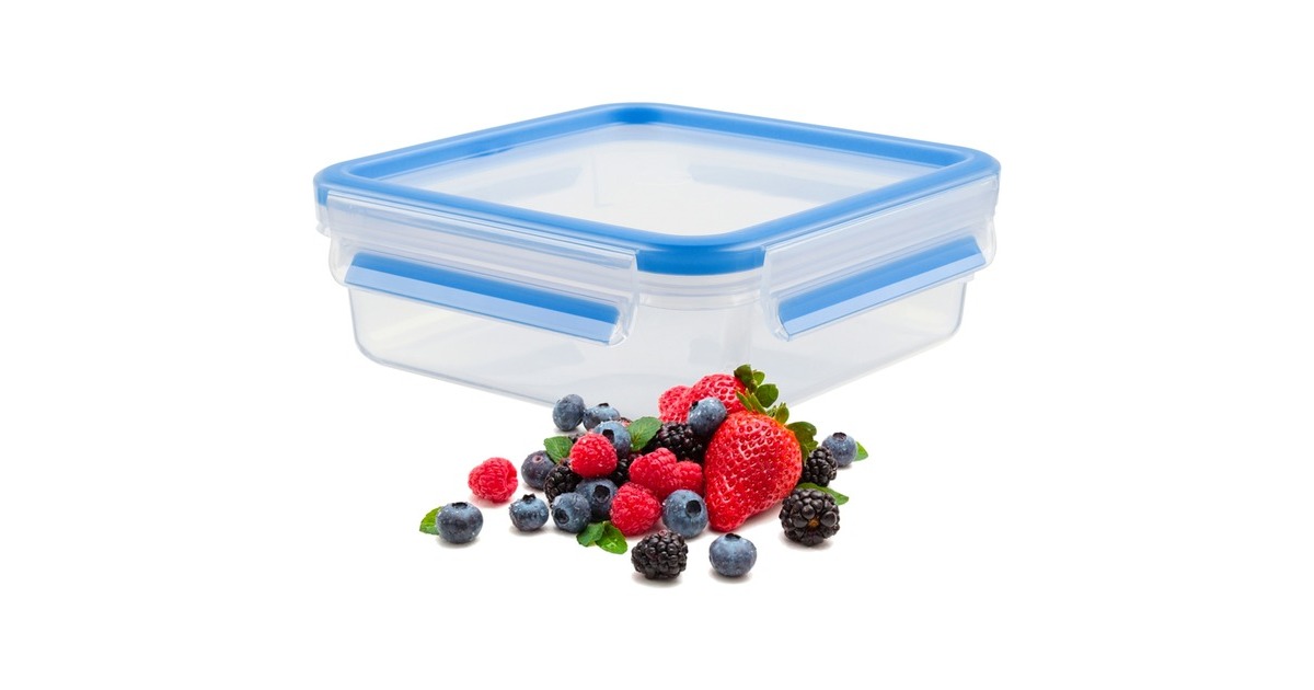 EmsaClip & Close vershoudbakje, 0,85  L doos  (Transparant/blauw, vierkant)