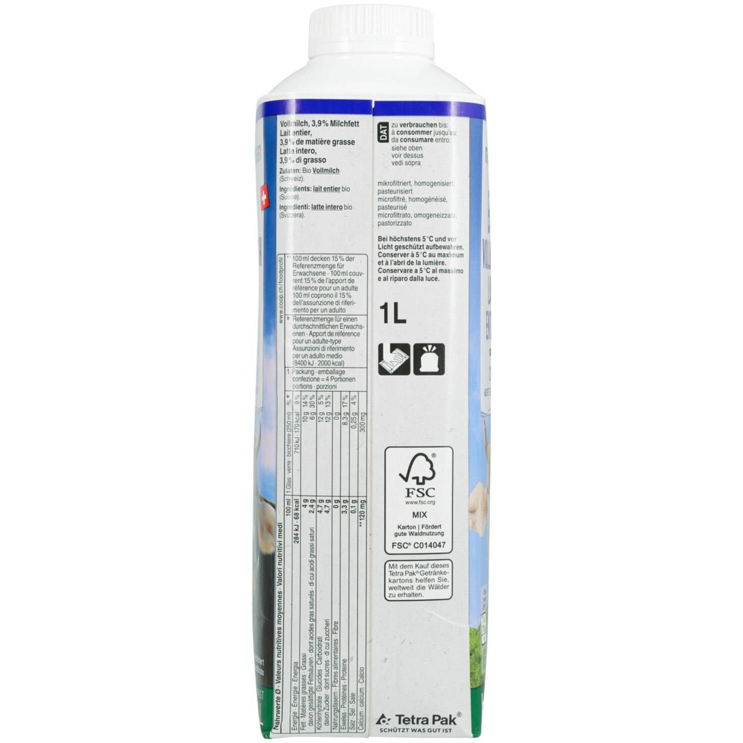 Naturaplan Bio Vollmilch 3,9% Milchfett Past -