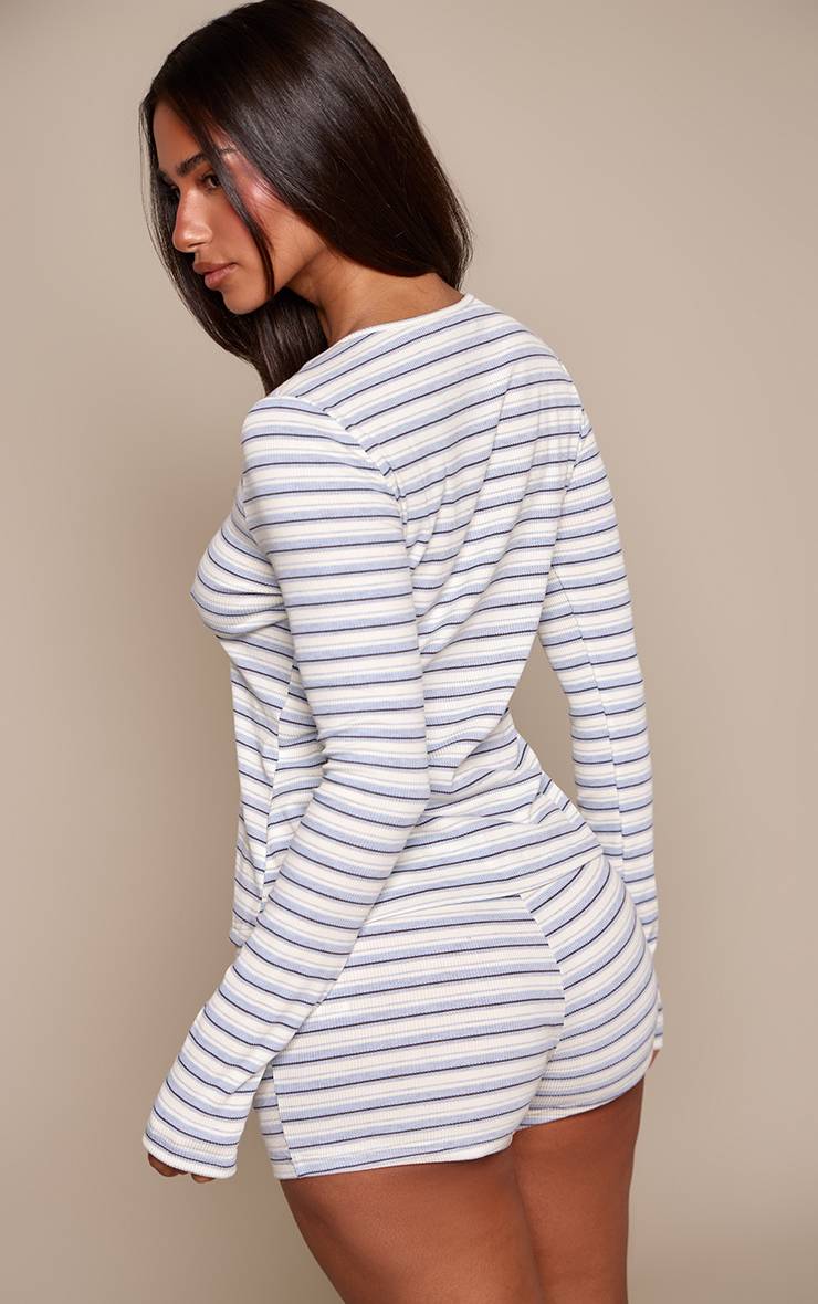 Gris Chiné Cardigan Court Côtelé À Rayures Avec Boutons - Ensemble Coordonné Petite