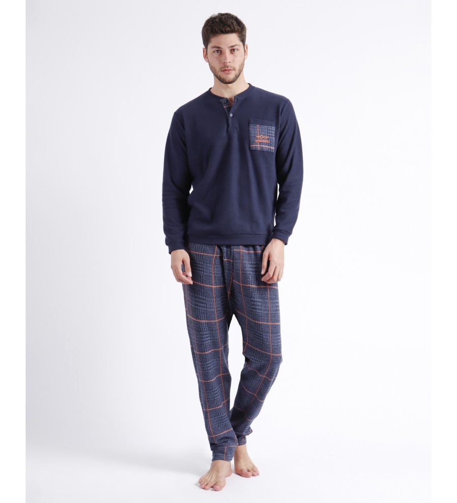 Pijama de manga comprida Admas, do índigo ao azul marinho.
