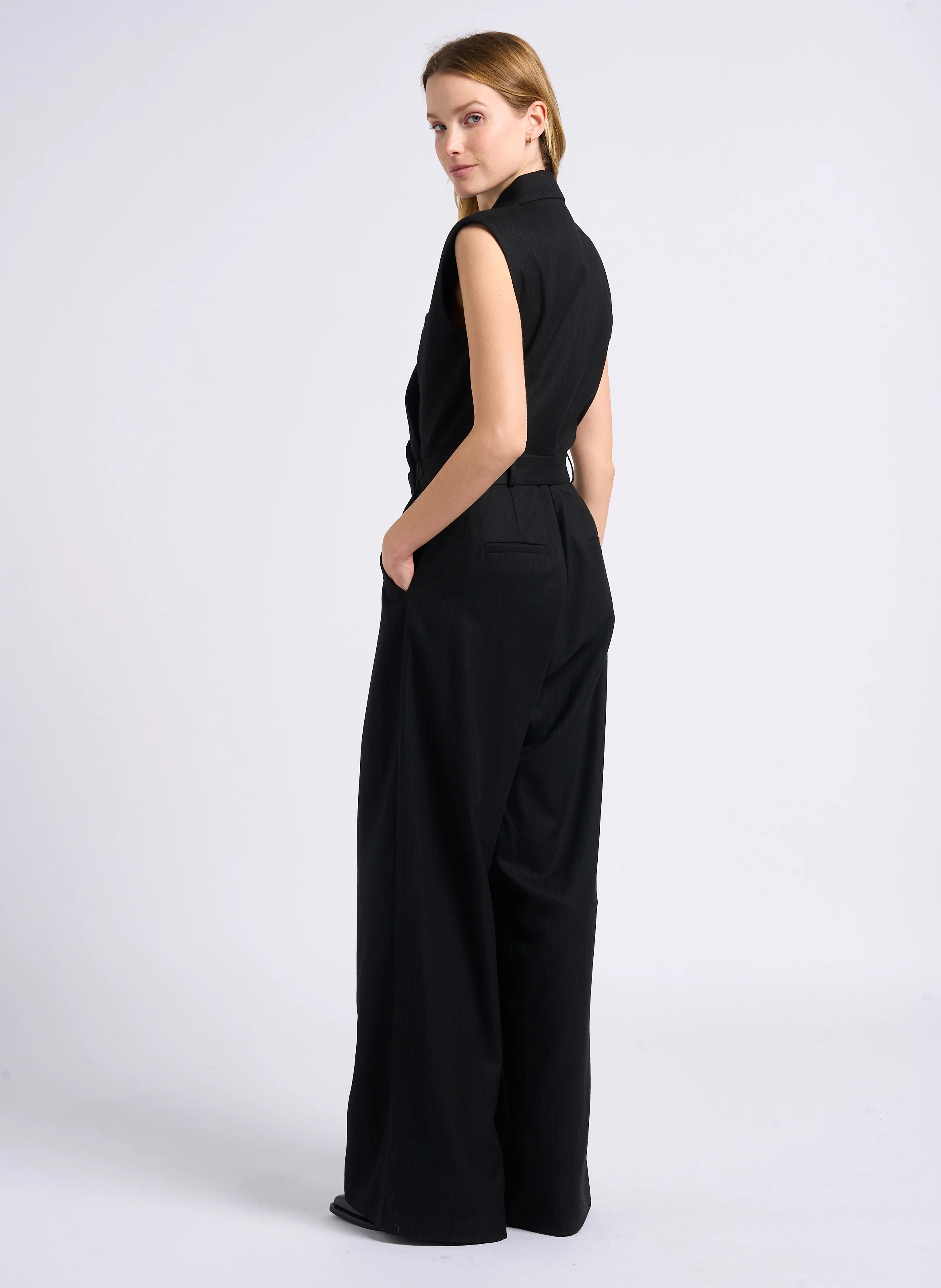TWIST - Combinaison droite col tailleur| Noir