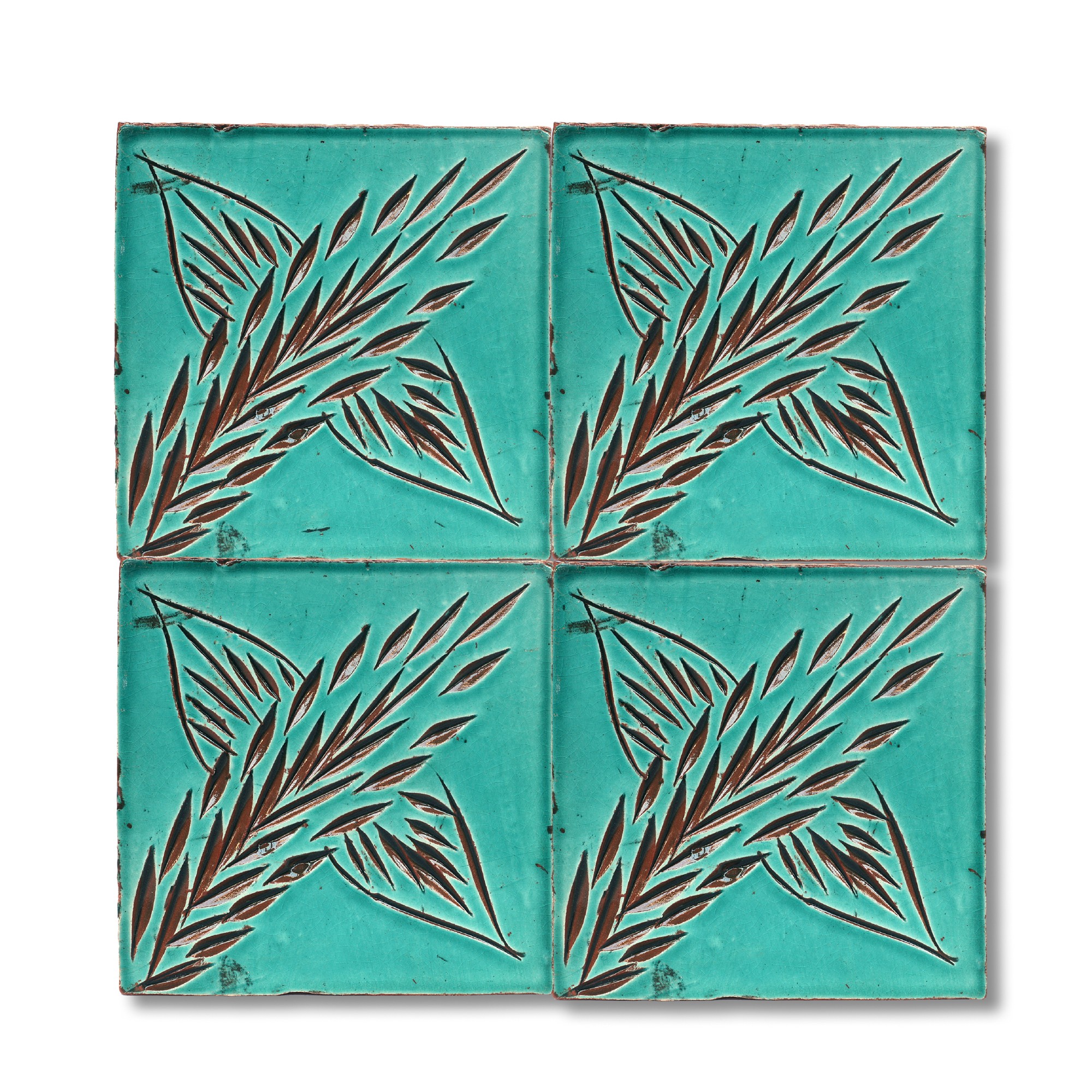 Kachel 'palme', türkis, T 10 cm, B 10 cm von fischer's lagerhaus
