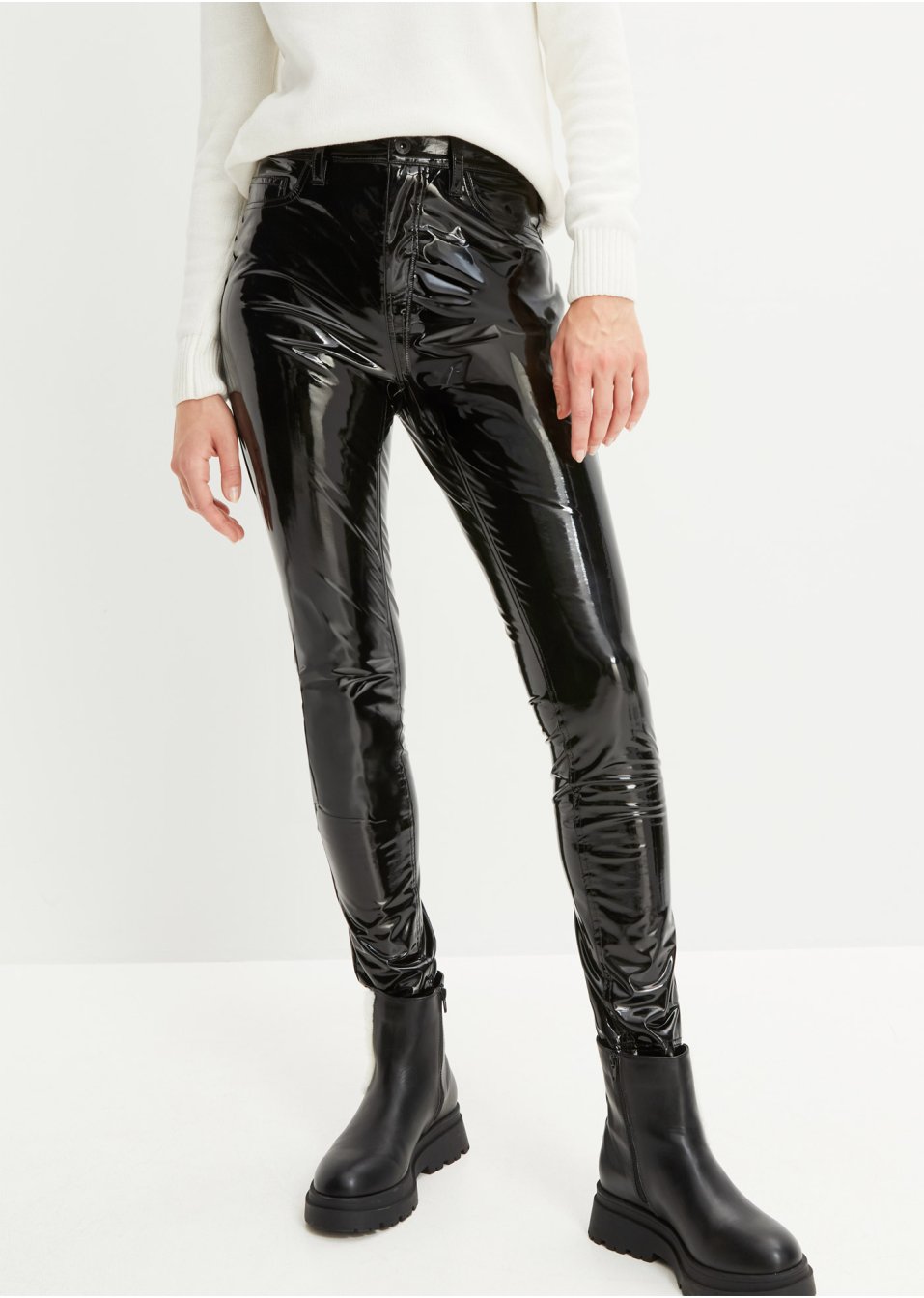 Pantalon taille haute en vinyle