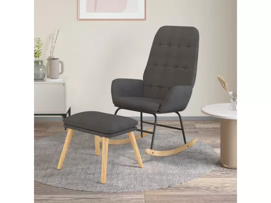 Chaise à bascule avec repose-pied Gris foncé Tissu