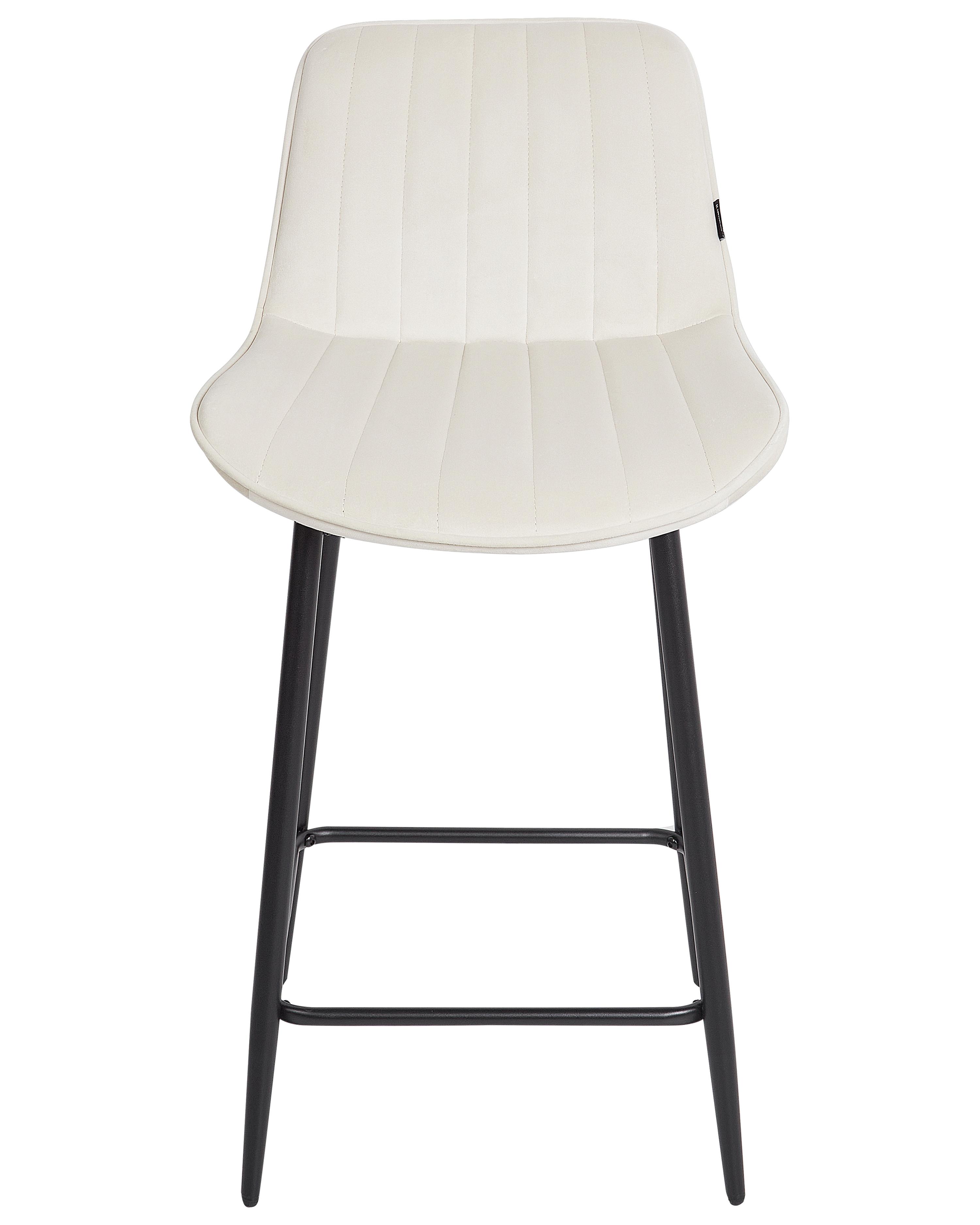 Set van 2 barstoelen DUBROVNIK Fluweel Lichtbeige