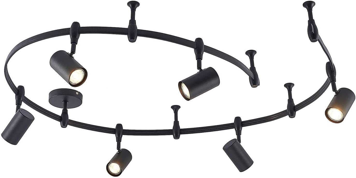 Lindby Stromschienenleuchte Delila (Modern) in Schwarz aus Metall (6 flammig, GU10) - 1-Phasen Stromschiene Stromschienenstrahler Wohnzimmerleuchte