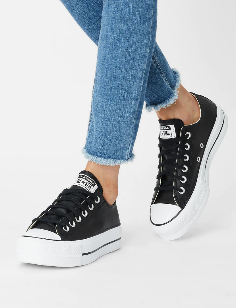 All Star Chuck Taylor Low Lift Platform Leather Black