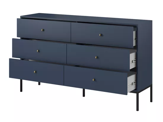 Commode 6 tiroirs - Bleu - BOGDAN