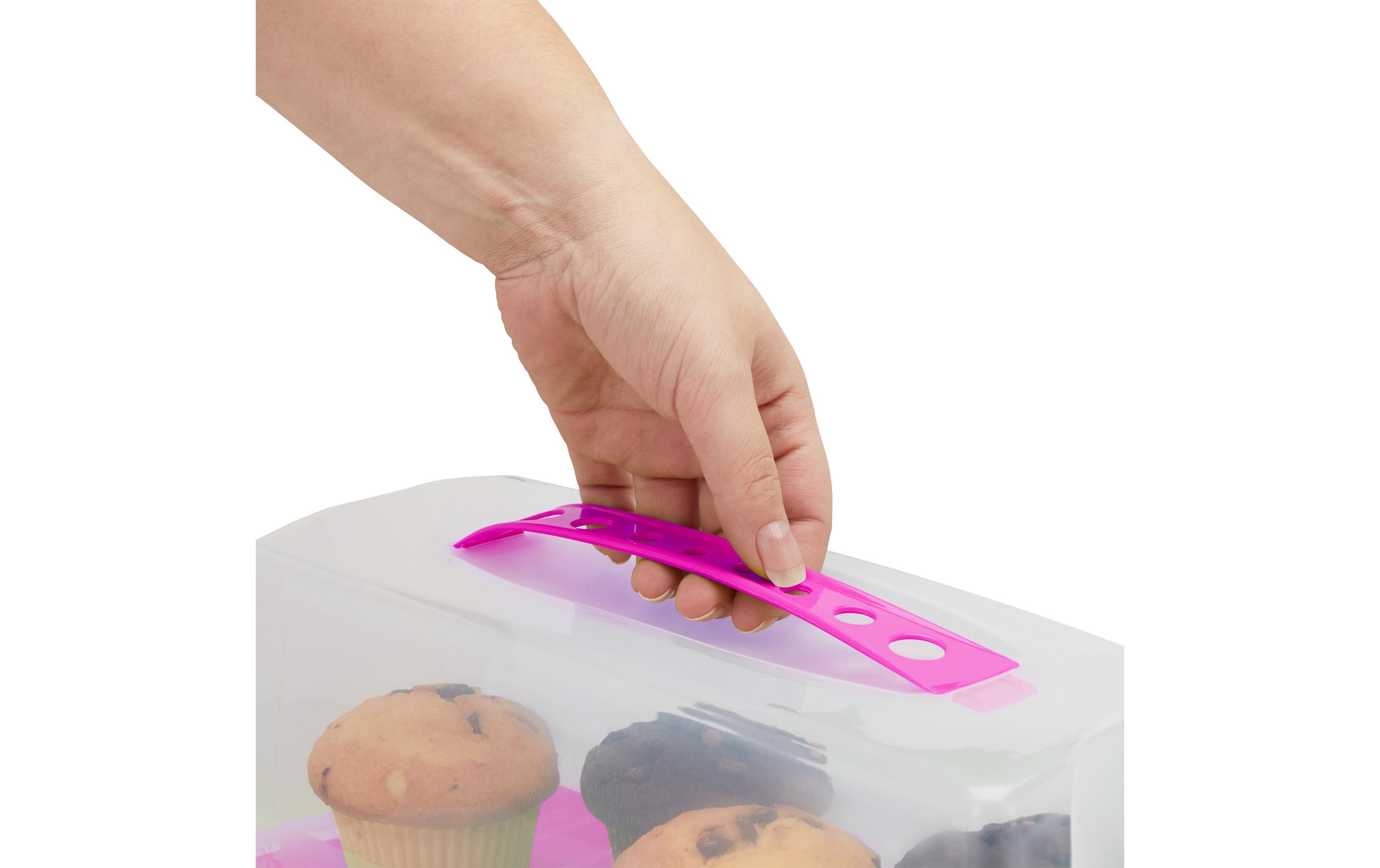 Cakebutler Pink/TransparentKuchenträger mit abnehmbarer Haube