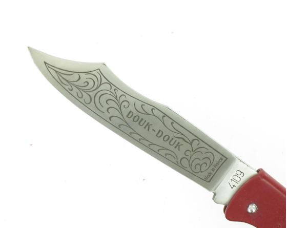 Douk Douk 200 Inox - Manche Acier Couleur ROUGE - GAINE CUIR Couteau de poche Le Thiers par Cognet Douk Douk