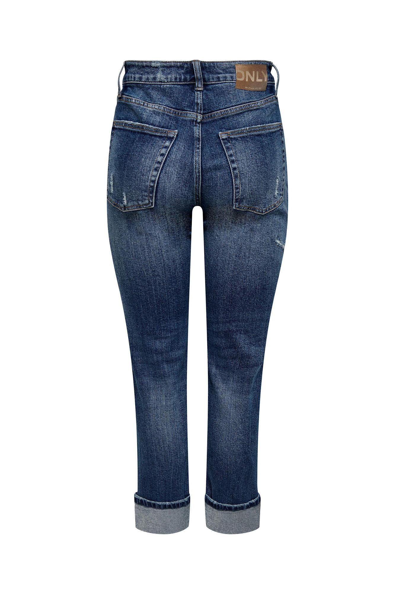 Calça jeans reta com dobra