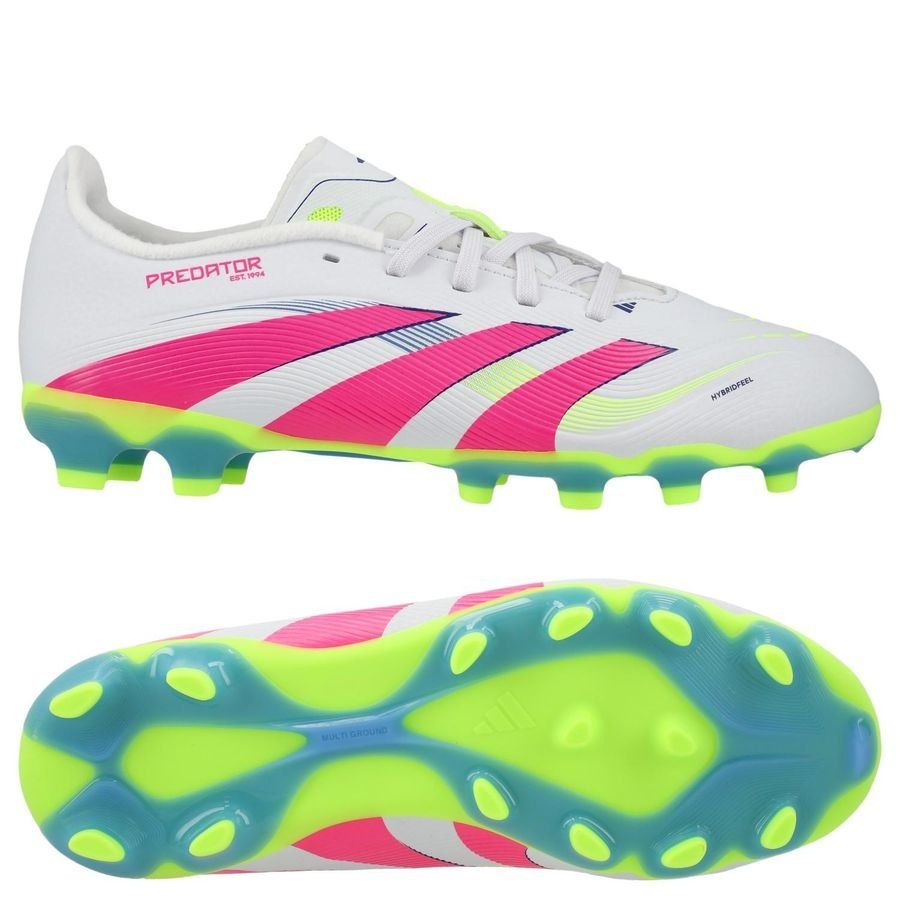 adidas Predator League MG Celestial Victory - Blanc/Lucid Pink/Lucid Lemon Enfant