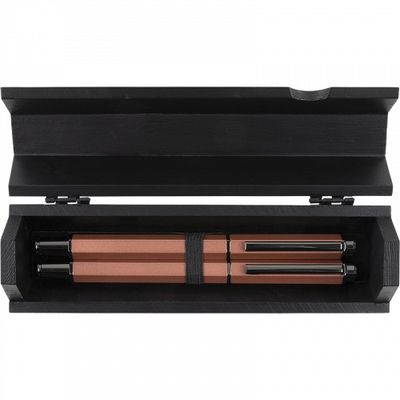 Oberthur Belgrade - Parure de stylo plume et roller - vieux rose