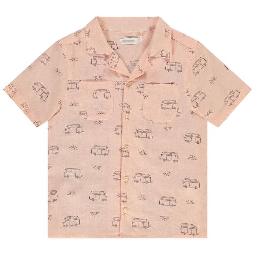 Chemise manches courtes en coton imprimé vans pour garçon - Corail