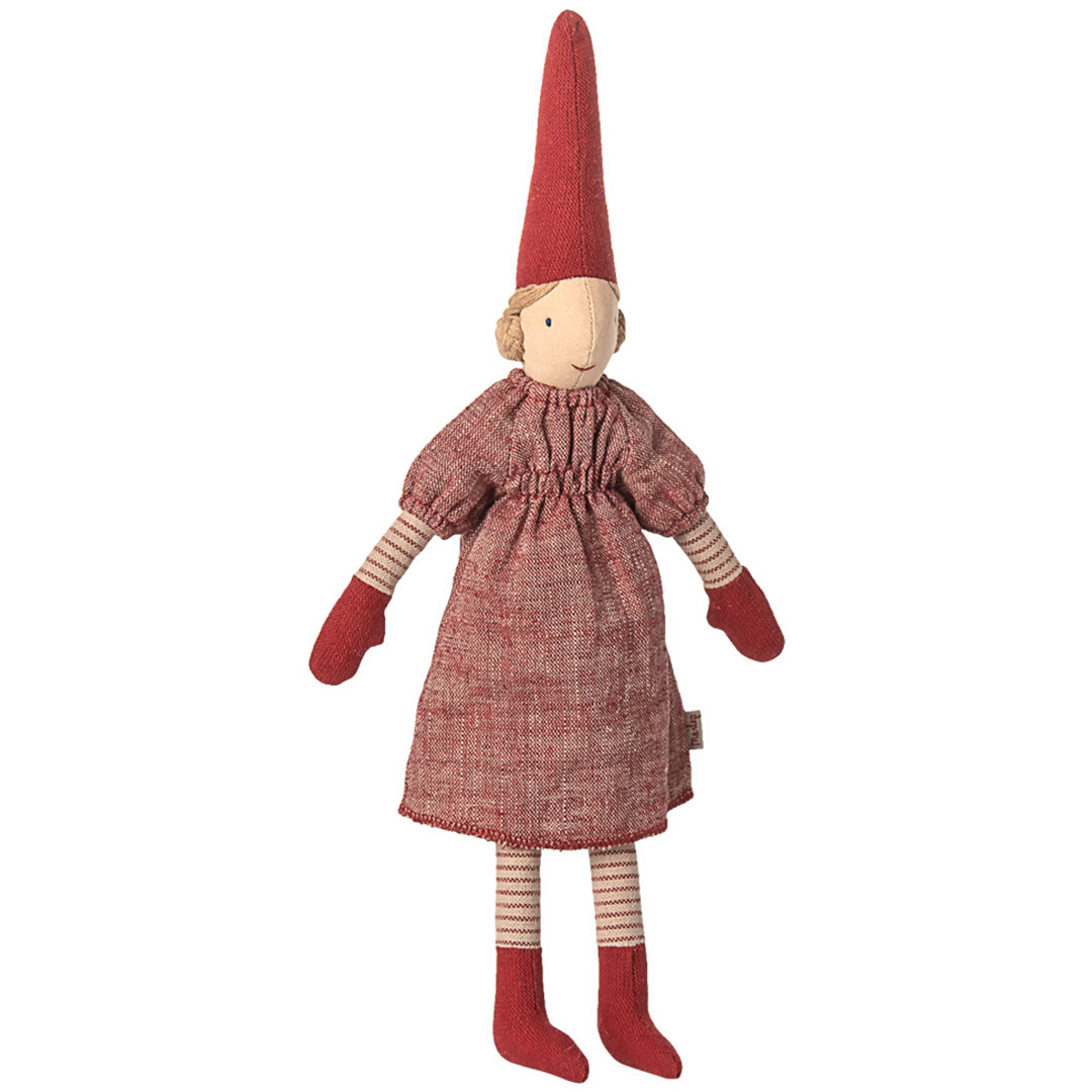 maileg decoratie pixie meisje - rode jurk - maat 2 - 31 cm