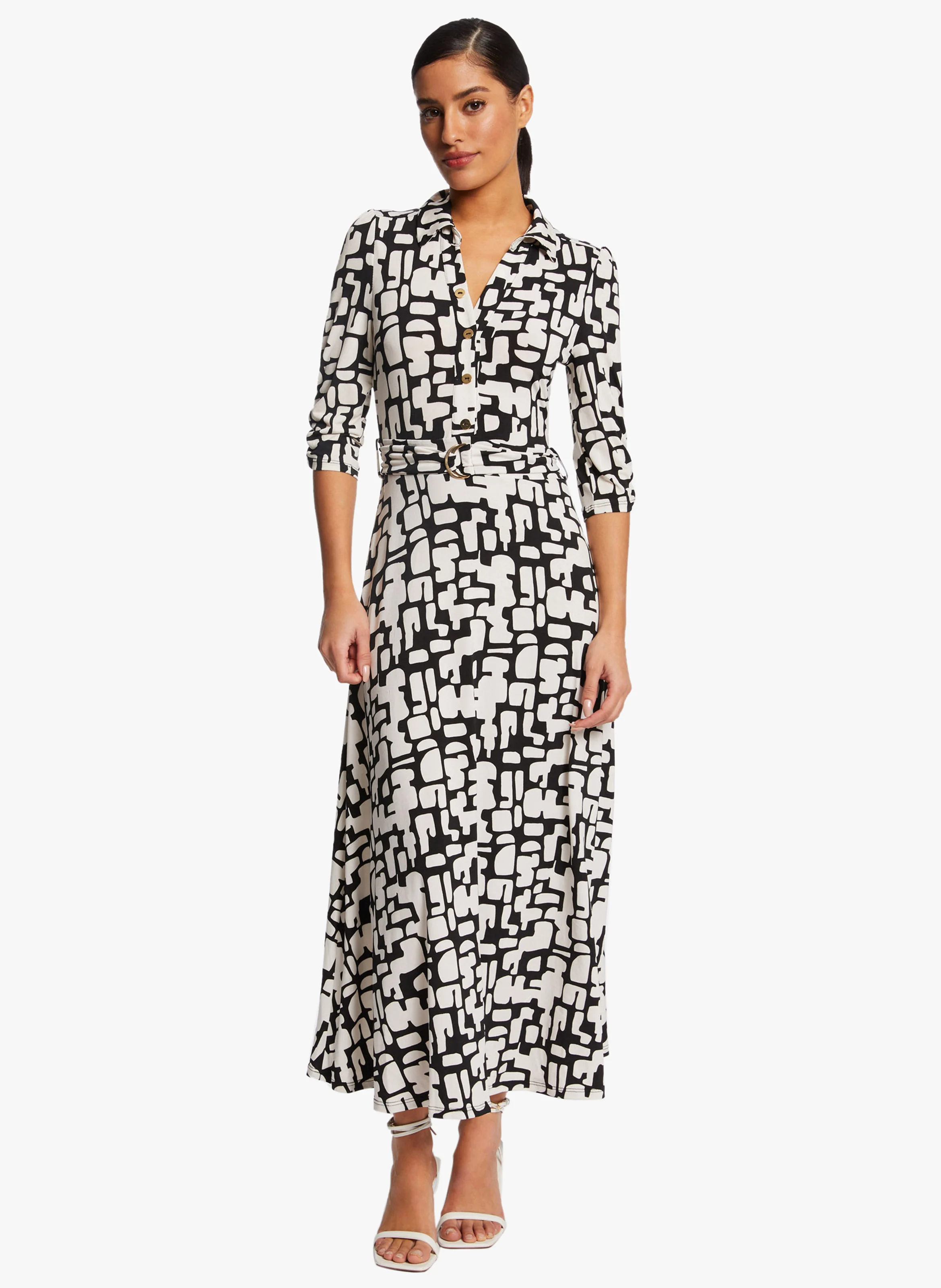 RLILO - Robe longue col classique à imprimé | Multicolore
