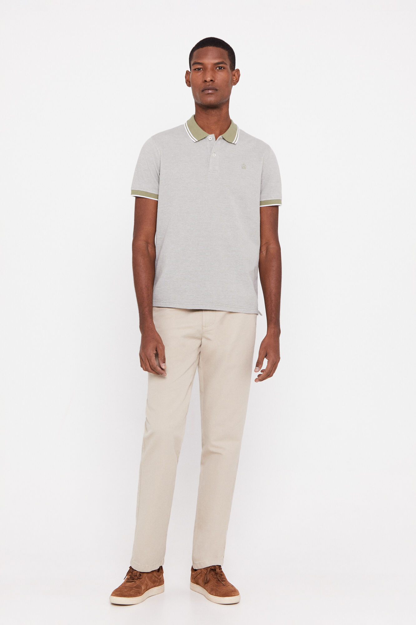 Polo oxford com ponta cáqui
