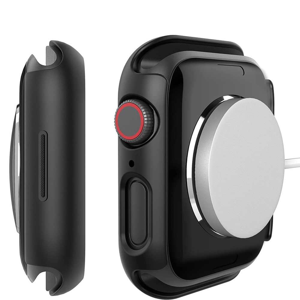 (2er Set) Apple Watch 7 (45 mm) Hardcase Bumper   Schutzglas - Schwarz