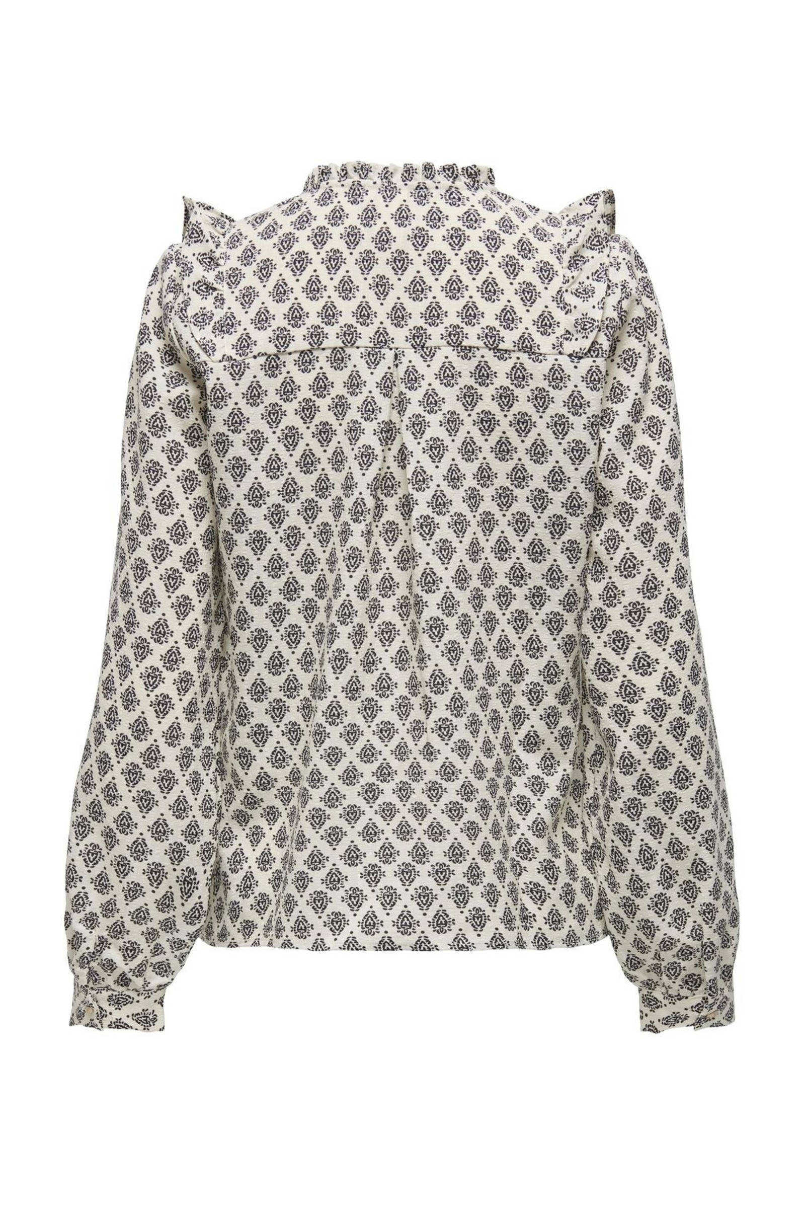 ONLY blouse ONLLUSIA met all over print wit/ zwart