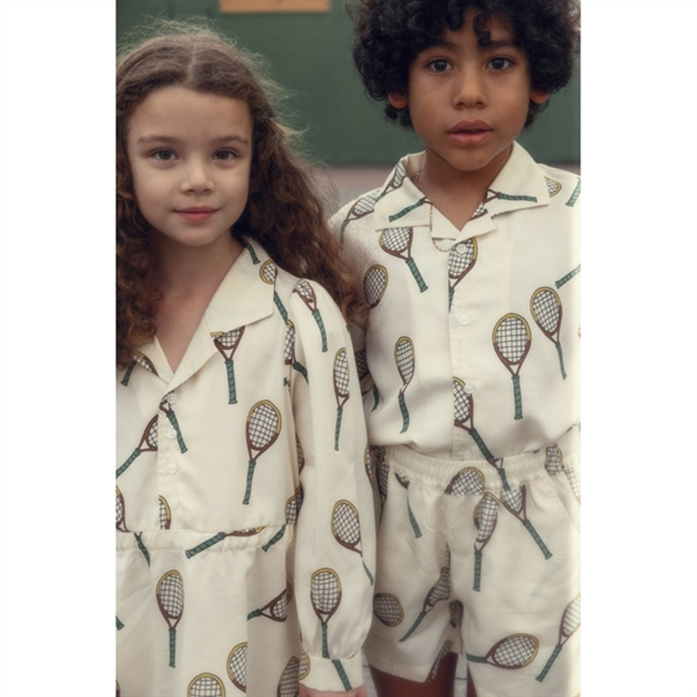 Køb Mini Rodini Offwhite Tennis Aop Woven Kjole
