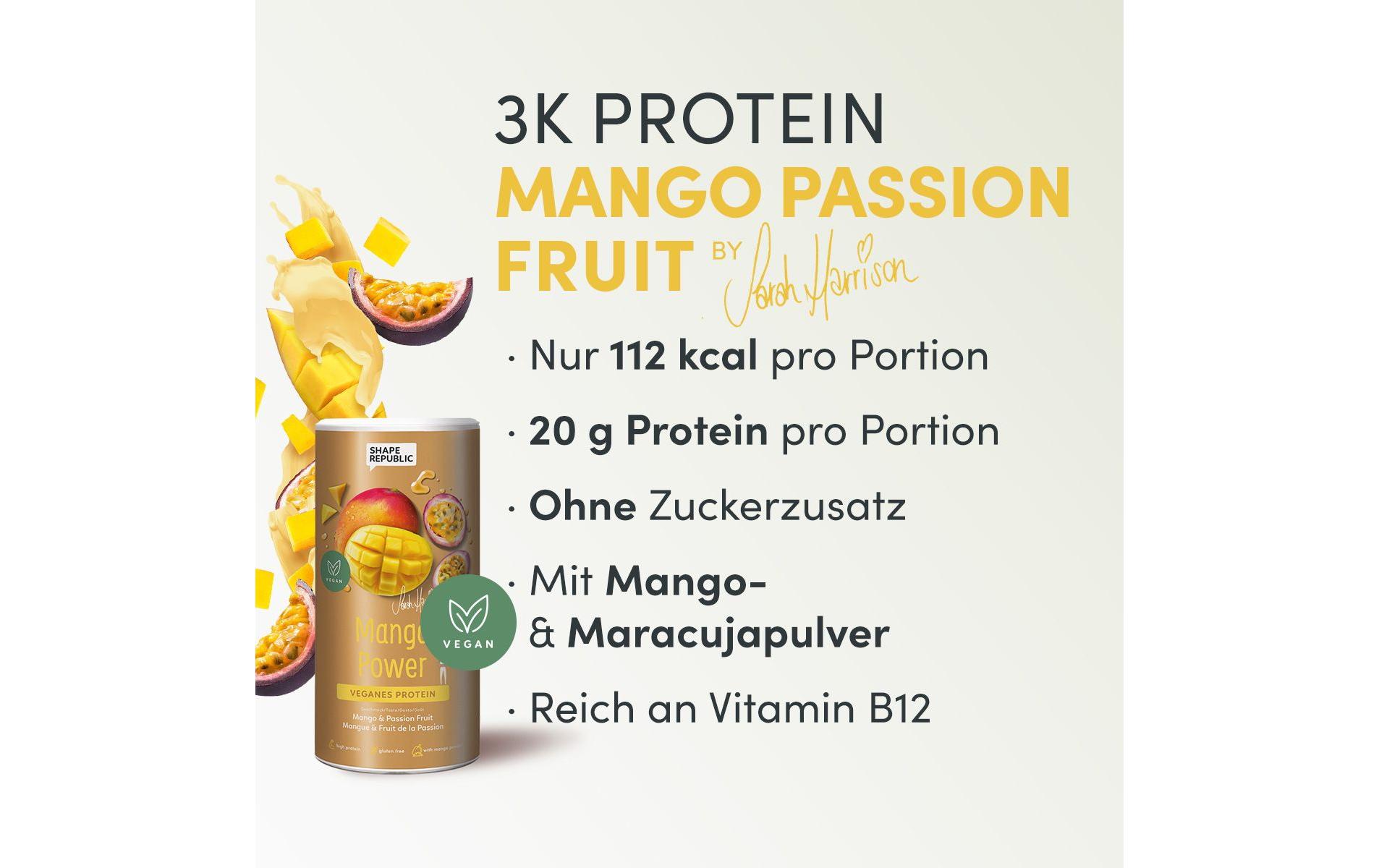 3K Protein vegan Mango 420 gVeganes Proteinpulver mit Süssungsmitteln und Mangogeschmack