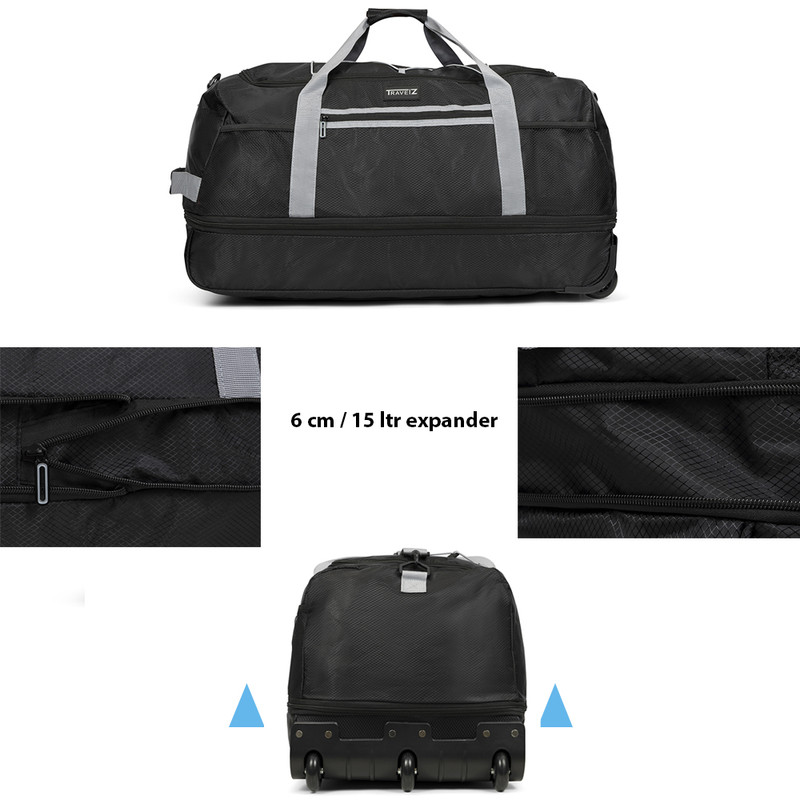 TravelZ 80-95 liter opvouwbare reistas - Black