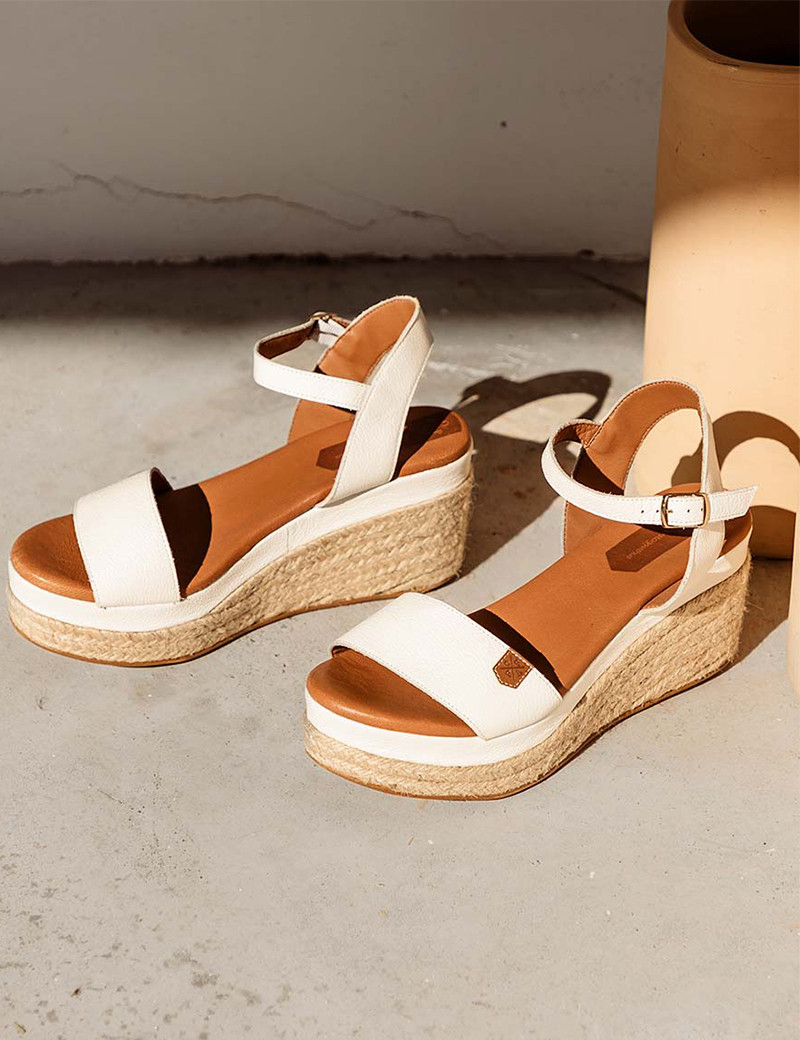 POPA SANDALES COMPENSÉES ARAMBOL CUIR BLANC