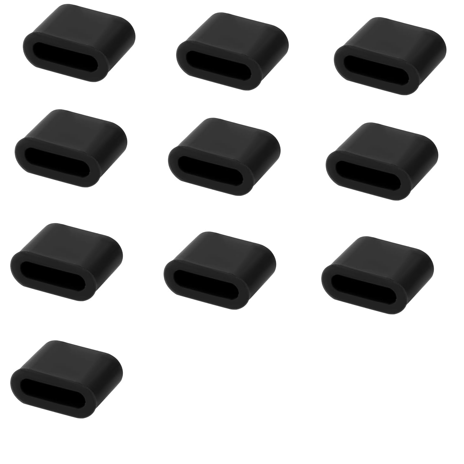(10er Set) USB C Anti Staub Silikon Schutzstecker Anschlusskappen für Ladekabel - Schwarz