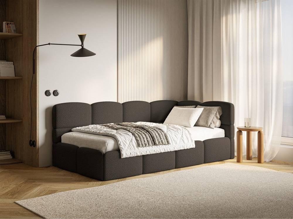 NADUVI Collection Jeugdbed Chloe rechts bouclé 90x200 met opbergruimte
