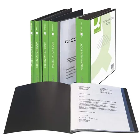Q-Connect Panorama Sichtbuch, schwarz, 40 Taschen, PP A4