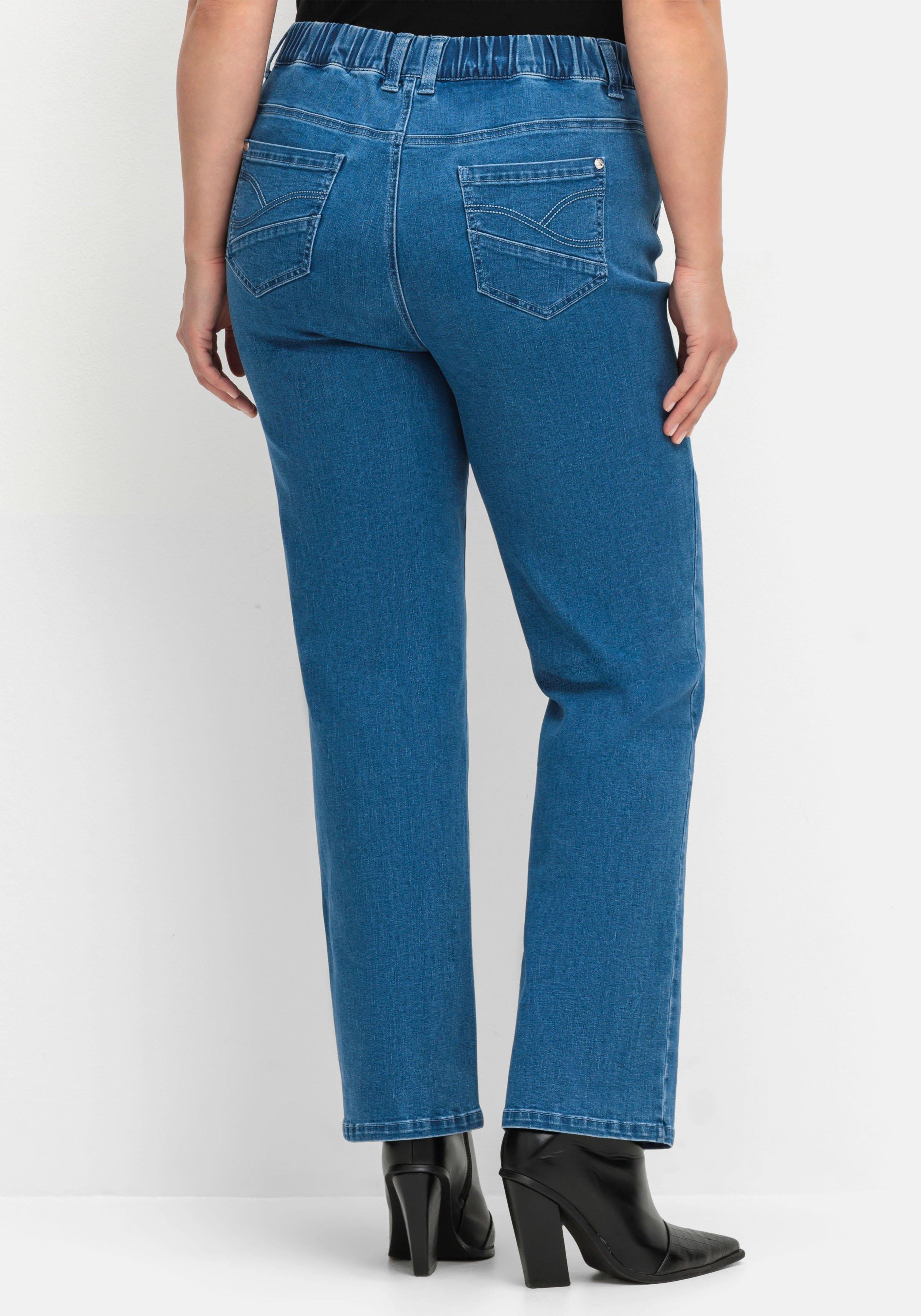Gerade Jeans mit Gummibund und Shaping-Einsatz