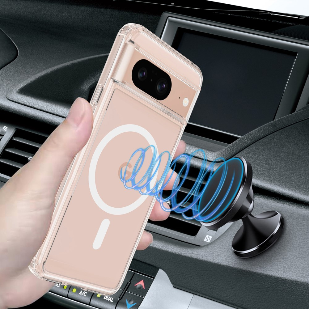 Google Pixel 8 Hybrid Hülle TPU Bumper   Acryl Rückseite MagSafe-Modul - Transparent
