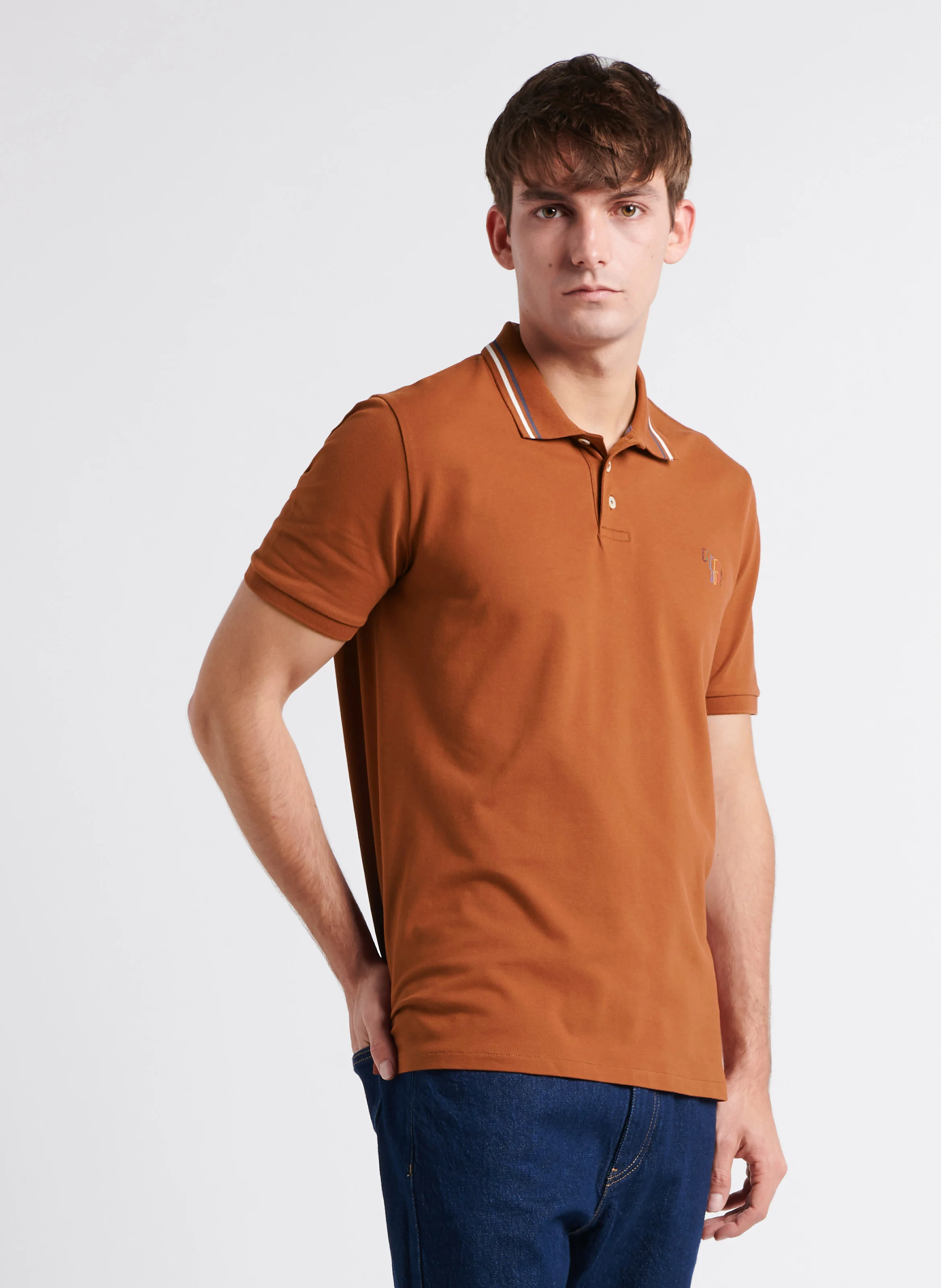 Polo droit en coton organique mélangé | Rouge